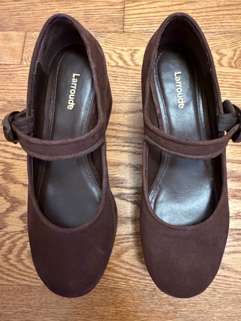 Larroudé Verona Flatform Mary Jane Brown Suede | 38 | Worn 2x | Box & Dust Bag - Picture 2 of 9